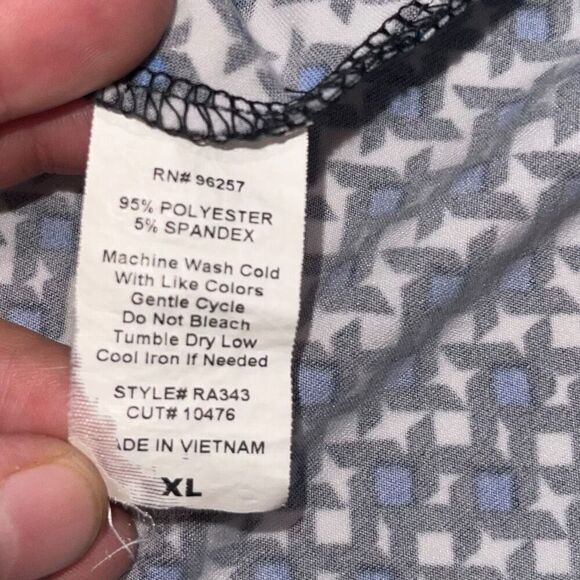 PerSeption Concept White, Blue & Black Geometric Print Blouse - Size XL - Picture 4 of 6